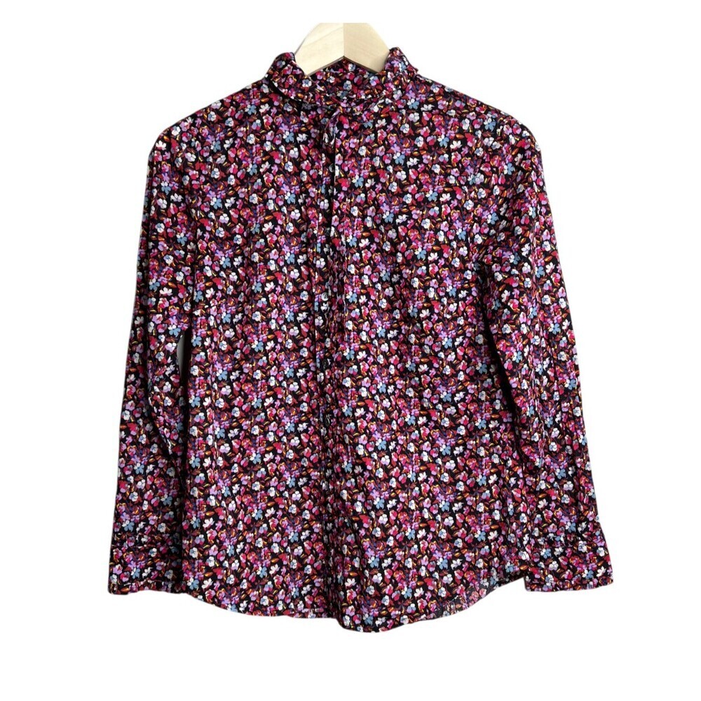 J Crew Liberty Art Fabrics Floral Tie Neck Button Front Top Size 8 Sarah Print - Picture 2 of 6